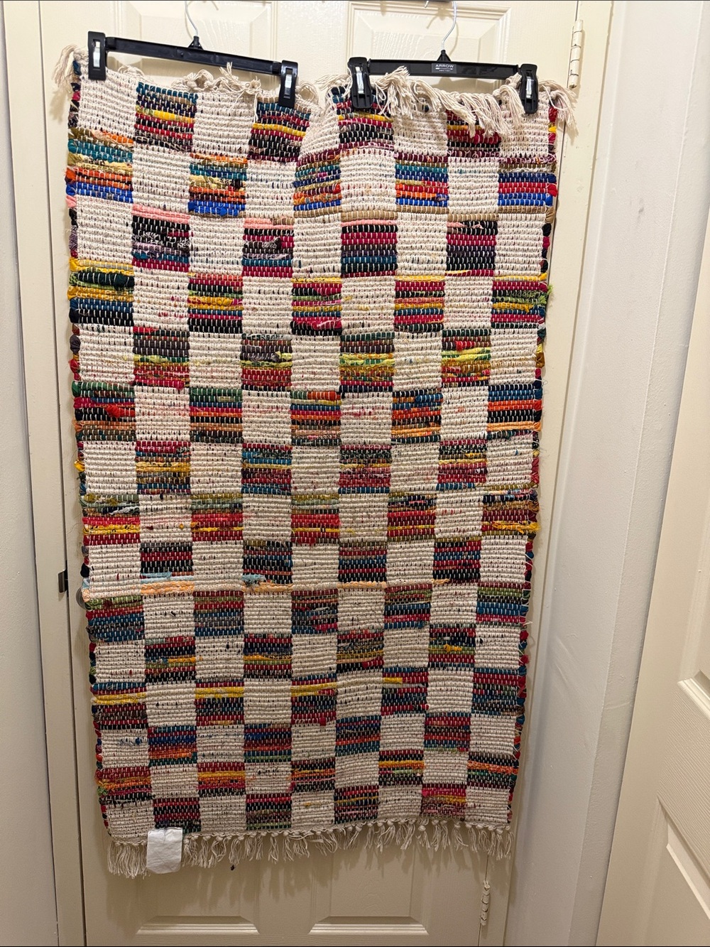 Artisan Multicolor Handwoven Rug - Cream Base with Rainbow Stripes